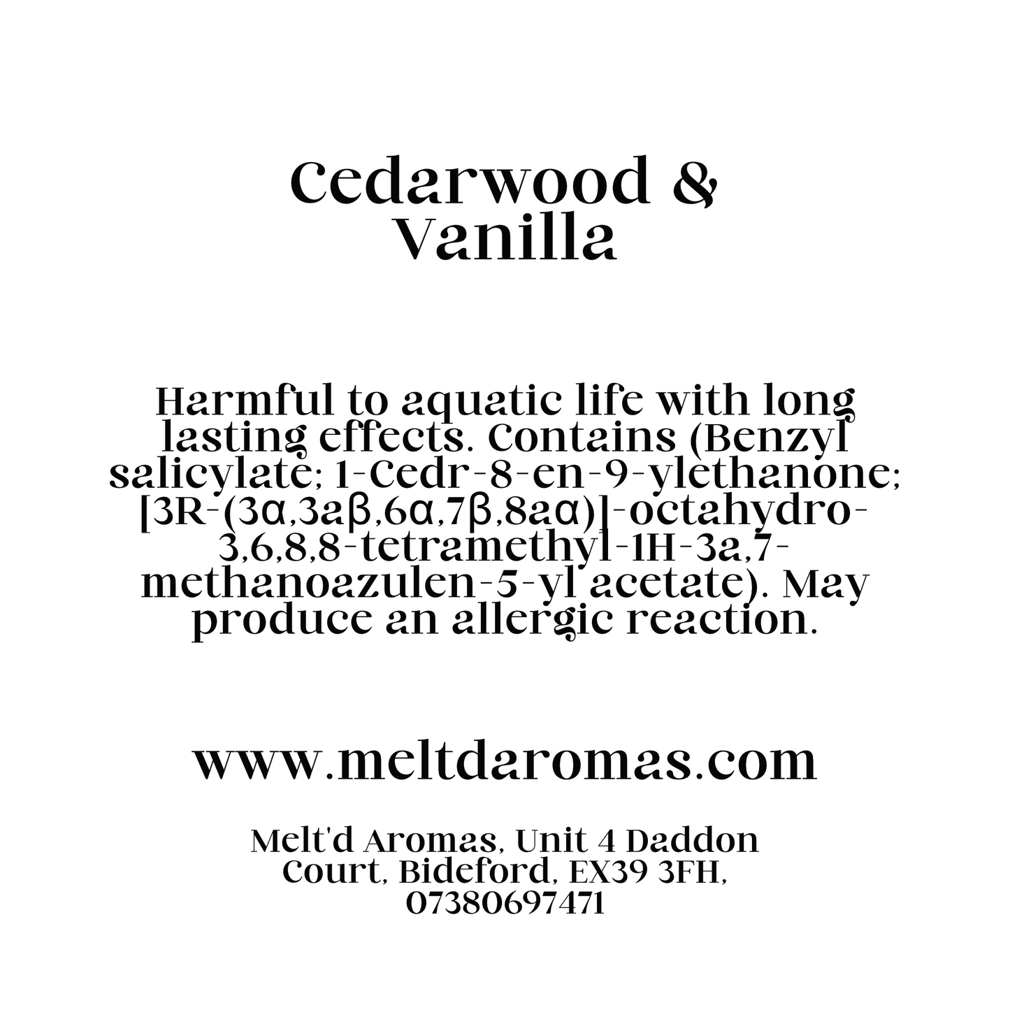 Cedarwood & Vanilla - Wax Melt